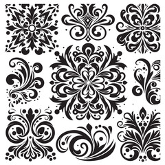 Black and white leaves pattern artwork  design , vector illustration .