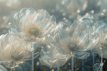 inflatable air dahlias on beautiful nature

