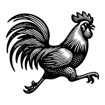 funny running rooster sketch