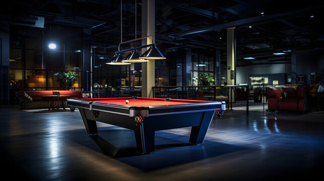 A sleek and modern pool hall