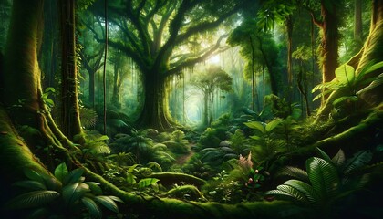 natural background rainforest green leaves in a forest, tv art, wall art, growth, summer