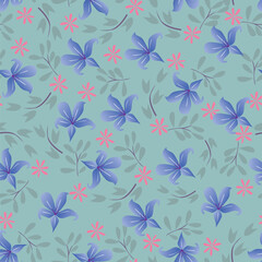 Fototapeta na wymiar Seamless vintage pattern. Wonderful white flowers and green leaves, on a light green background. vector texture. trend print for textiles and wallpaper