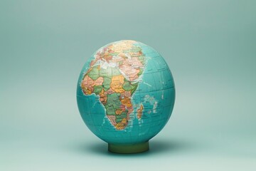 A blue globe showcasing a detailed map of the world, providing an accurate representation of global geography, Depict global inflation with a fully inflated world globe, AI Generated