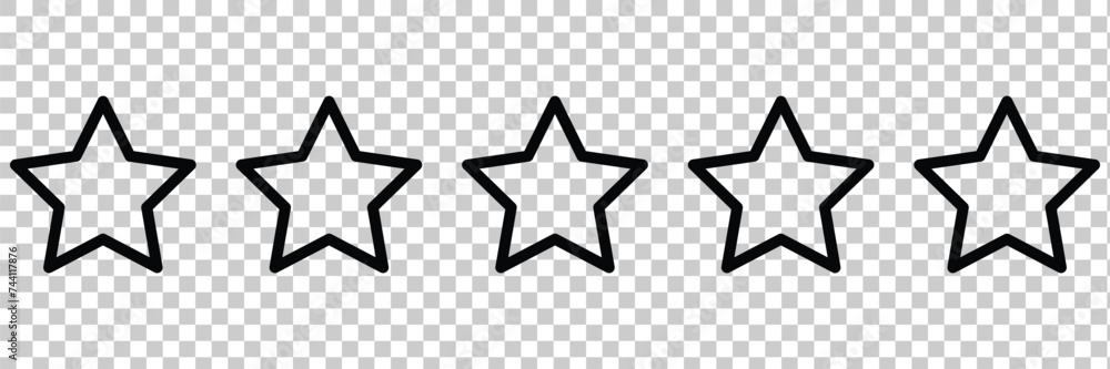Poster star icon collection. blank star vector icons set with shadow. black line stars mock up isolated on 