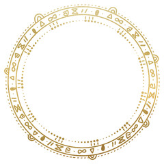 Golden Circular Emblem With Ethnic Motif