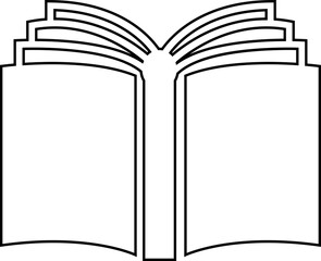 Literature book line black vector isolated on transparent background. Learning book icon for web and app. E-learning, video tutorial, knowledge, study, school, university, webinar, online education.