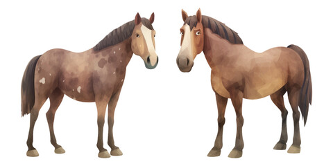 Obraz premium cute brown horse watercolor illustration