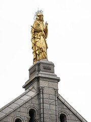 Sainte-anne-de-beaupré, Canada - August 20 2019: The Virgin Mary statue at basilica of Sainte-Anne-Beaupré in Quebec