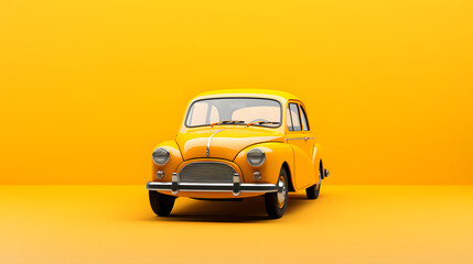 old yellow car isolated on yellow background