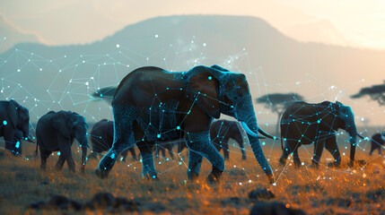 elephant digital twin analysis - obrazy, fototapety, plakaty