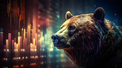 Stock market graph during a bear market. Exploring financial concepts in the stock exchange