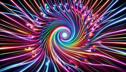 Colorful Fractal Swirl with Psychedelic Patterns - obrazy, fototapety, plakaty