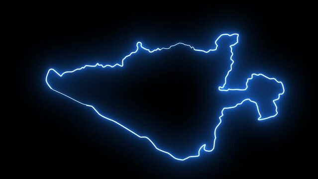 Goyang map of South Korea with a glowing neon effect