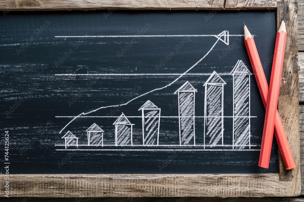 Poster a chalkboard displays a graph, providing a visual representation of data trends and analysis, diagra