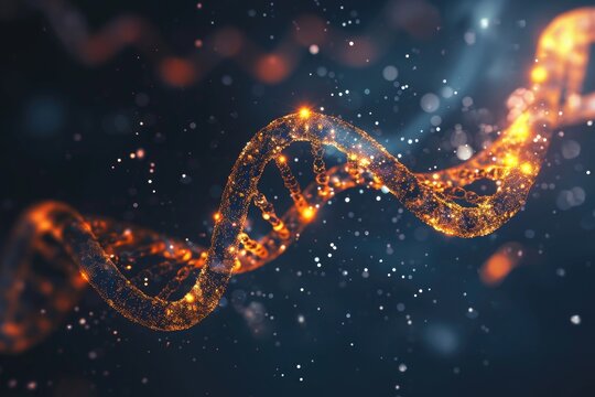 This photo showcases an abstract golden spiral, a mathematical pattern found in various natural phenomena, Dna editing with CRISPR technology, AI Generated