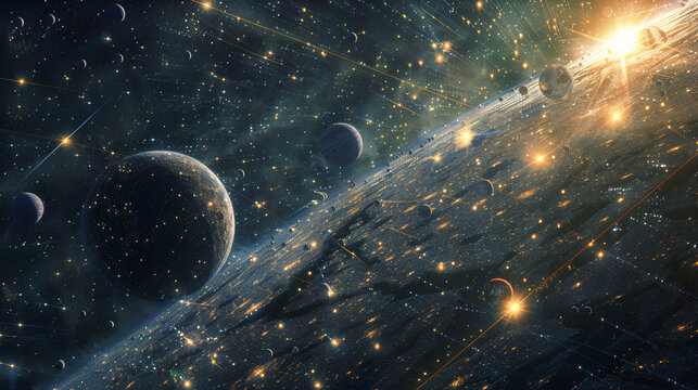 visualization of space interstellar internet connection