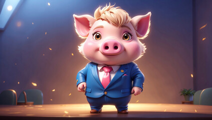 A pig as a politician in the spotlight - obrazy, fototapety, plakaty
