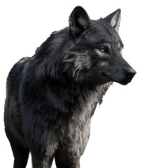 Black Wolf Standing Against White Background