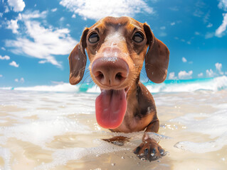 dog on the beach, generative ai image