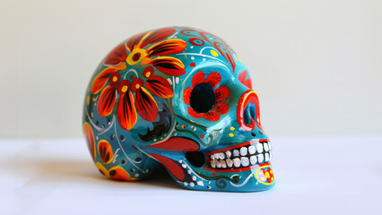 Sugar Skull Fiesta: Celebrate Cinco de Mayo with Floral Flair! on a white background.