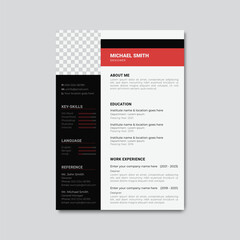 Modern Resume or CV template design with photo space
