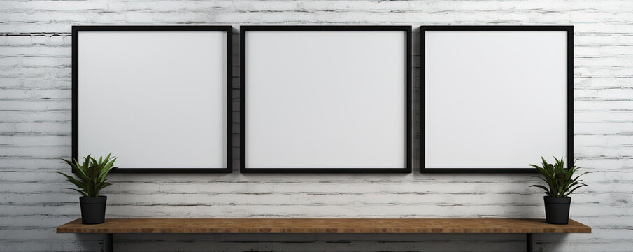 White boards on abstract wall. corporate identity image. Creative blank boards bacground.