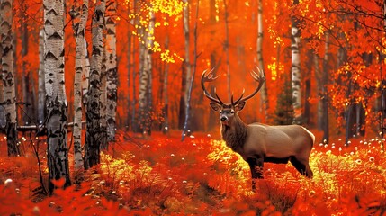 deer in the forest. in a nice landscape created by ai