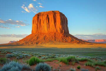 Sunset glow on desert monoliths
