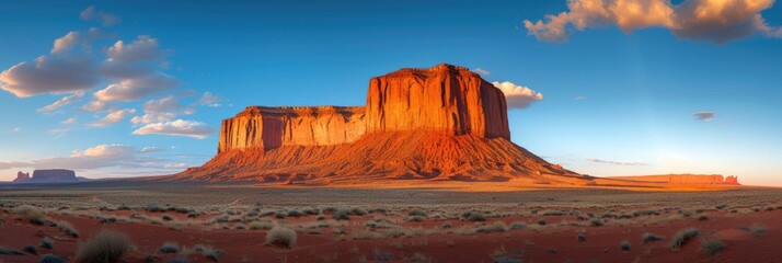 Sunset glow on desert monoliths