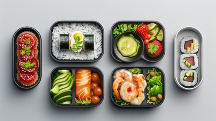 a lunch kit packed with essential items for lunch,the variety of food items neatly organized within...