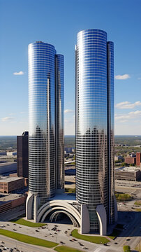 Iconic Representation of Auto Industry: General Motors (GM) Corporate Headquarters in Detroit