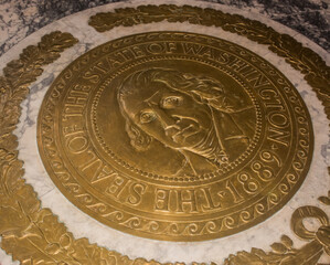 Fototapeta na wymiar Seal of the State of Washington in Capitol Building Rotunda