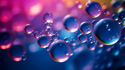 Beautiful floating soap bubbles on natural abstract multicolor background