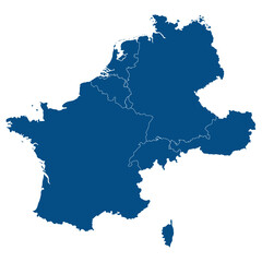 Western Europe country Map. Map of Western Europe in blue color.