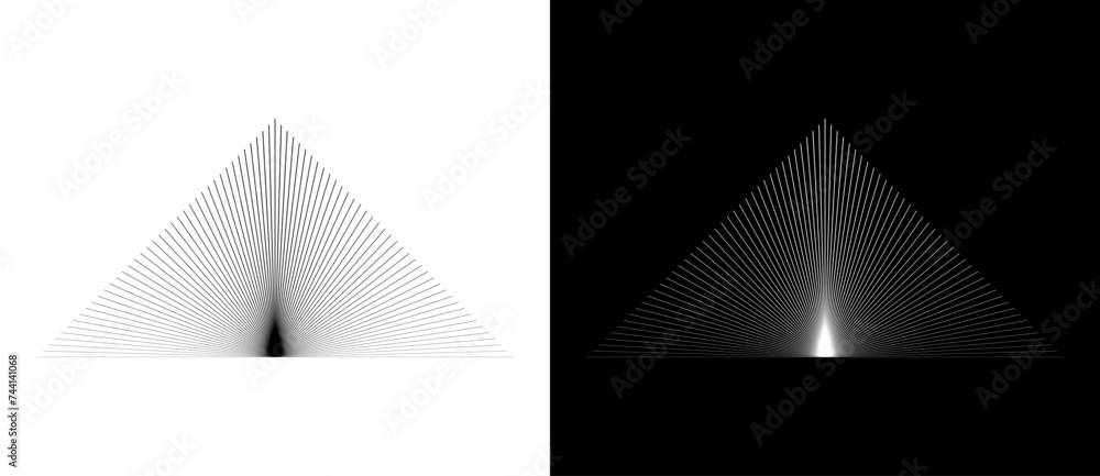 Leinwandbilder geometric triangle shape with lines as modern design element, logo or icon. black shape on a white b