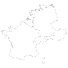Western Europe country Map. Map of Western Europe in white color.