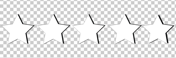 Star icon. Vector white isolated five stars. Customer feedback concept. Vector 5 stars rating review. Quality shape design. Vector illustration. Eps file 553.