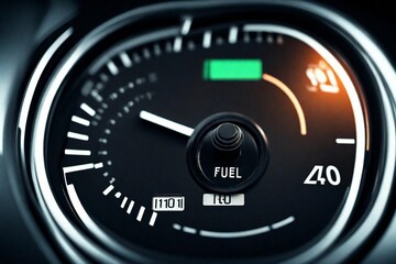 Close-up view, Car's Fuel gauge background is blurred, 8k. 