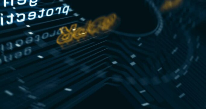 GDPR general data protection regulation symbol abstract cyber concept. Digital technology background seamless and loopable dynamic 3d animation.