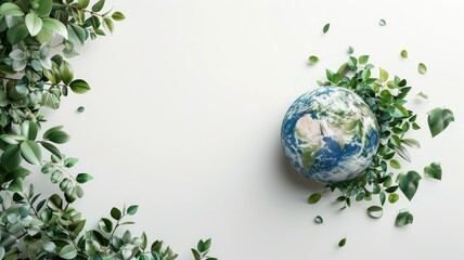 the green planet Earth against a pristine white background, leaving ample empty space for text, This concept emphasizes the significance of Earth Day and environmental awareness.