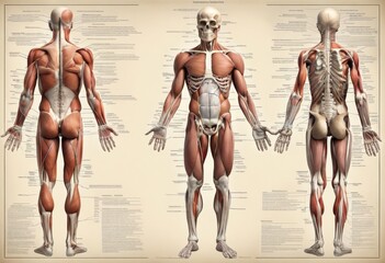 anatomy, human, body, muscle, skeletal, bone, tendon, information, illustration, biology, science, system, muscular, medicine, medical, person, physiology, health, biomedical illustration,
