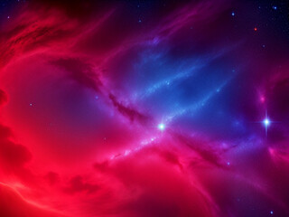Fototapeta premium Default a close-up of a red and blue background with a colorful nebula background wallpaper neon effect 