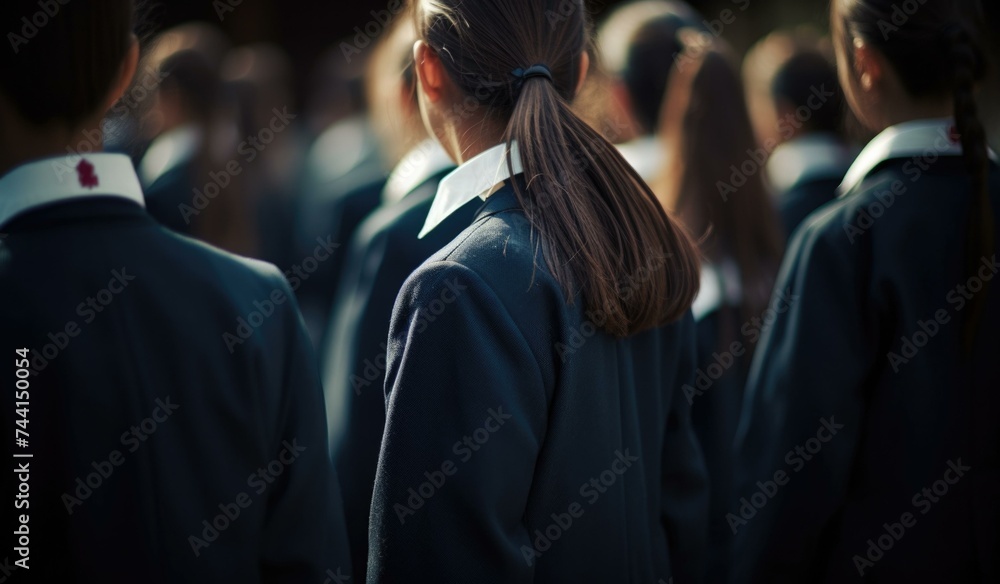 Canvas Prints a group of girls in school uniforms. generative ai.