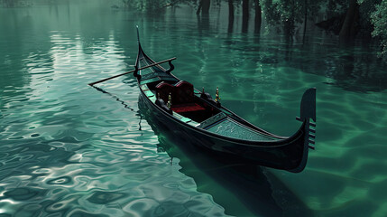 Obraz premium Beautiful gondola on the water among the city on the water