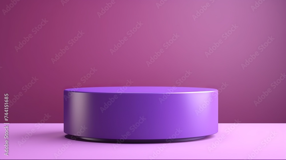 Poster 3d rendering purple colour minimal concept double cylinder pedestal or podium for product showcase d
