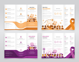 Trifold brochure, pamphlet or triptych leaflet template ideal for multiple sclerosis and epilepsy awareness programs