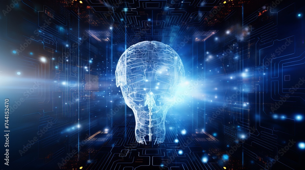 Poster abstract artificial intelligence. technology web background. virtual concept