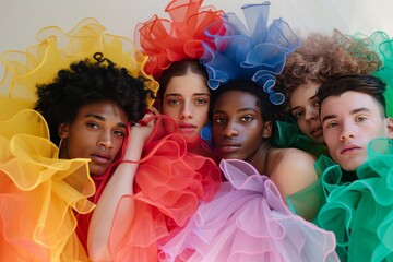 LGBTQ Pride rainbow brightness. Rainbow bounce colorful encouragement diversity Flag. Gradient motley colored technicolor LGBT rights parade festival moss diverse gender illustration