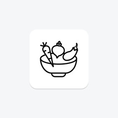 Vegetarian icon, vegetarian options, veggie, veggie options, plant-based line icon, editable vector icon, pixel perfect, illustrator ai file