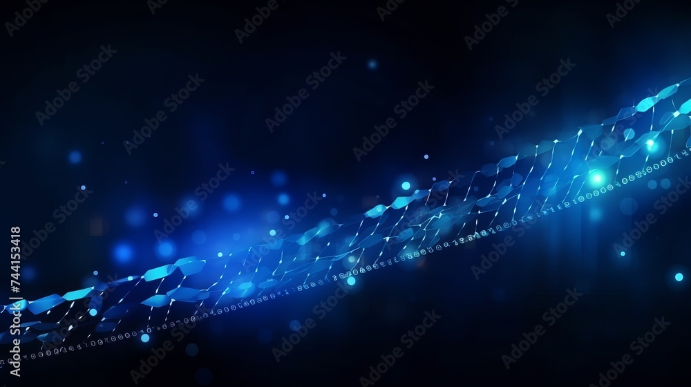 Poster abstract dark and blue digital background. big data digital code, data communication and transfer of
